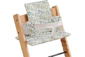MHWGO Cojín para trona Tripp Trapp Stokke, Funda para Tronas de Bebe antideslizantes, Suave y grueso cojín para asiento de bebé de algodón orgánico, funda de repuesto, Juego de cojines para trona (A)