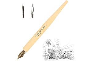 SAYEEC Dip Pen Set, Wooden Handler Artist Cartoon Pen Set Calligraphy Dip Pens With 3 Nibs - Great for Manga/Comic/Calligraphy/Word Art/Pen-and-Ink Drawing
