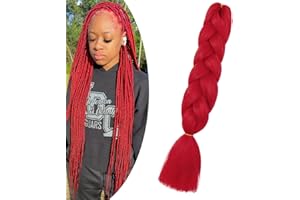 ‎GAIRYAN Gairyan Jumbo Braids Extensions Kunsthaar Haar 1 Stück Braiding Haarverlängerungen 60cm Ombre Synthetik Zöpfe zum Einflechten Afro Hair für Box Braids/Crochet Braids (Rot)