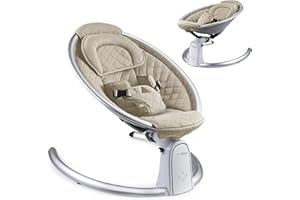 Hot Mom Balançoire électrique pour bébé, en Coton, avec Musique grâce à la Fonction Bluetooth (Beige)