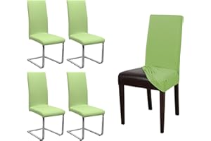 ‎BEAUTEX BEAUTEX 4er Set Jersey Stuhlhusse, elastische Stretch Husse Baumwolle Bi-Elastic, Farbe wählbar (Hellgruen)