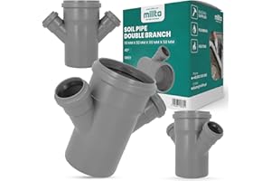 Millto Tubo de desagüe de doble derivación 110 x 50 x 110 x 50 45º gris sistema de residuos, manguito, tubería de alcantarillado, conexión para alcantarillado de polipropileno