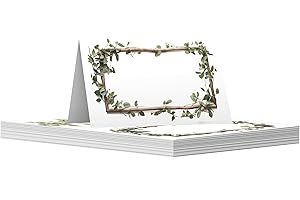 GIFTZIE 30 Pack Name Place Cards for Table - Eucalyptus Frame -Wedding Table Name Cards for Weddings, Engagement Party, Christmas Birthday Parties, 80mm x 80mm White Wedding Table Plan Placecards Card