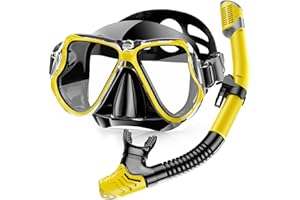 Karvipark Dry Snorkel Set, Anti-Fog Scuba Snorkelling Packages, Panoramic Wide View Snorkelling Goggle, Professional Snorkelling Gear for Adults