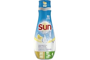 Sun Gel Lave-Vaisselle Tout-En-1 Citron Double Action x52, Propreté et Brillance Cristal, efficace en cycle court x52 lavages (900ml)