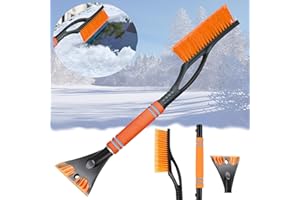 zykssy 2in1 Schneebürste und Eiskratzer,Eiskratzer Auto,Eiskratzer Auto mit Besen,Abnehmbarer Schneebesen Auto,Werkzeug zur Schneeräumung mit Ergonomischem Schaumstoffgriff für Autos. (huang)