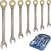 AEE&reg; Professional 7 Par&ccedil;a Cırcırlı Kombine A&ccedil;ık Anahtar Seti | 72 Diş Ratchet Anahtar Takımı | 8-10-12-13-14-17-19 mm | CR-V 