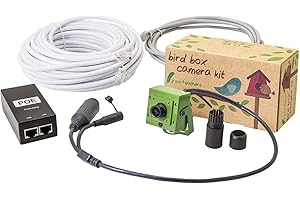 Green Feathers Wildlife HD 1080p IP PoE Bird Box Camera with Night Vision Kit, Mobile, PC and Tablet Access, Includes 20m Network Cable and Power Supply