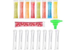 100 Pcs Pochettes Popsicle Moule Sacs,Ice Pop Pouch avec Un Entonnoir,Ice Popsicle Mold Bags Set,pour Yaourt, Bonbons glacés, Glaces Party Favors.