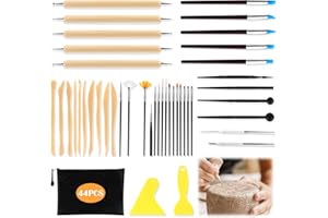 VFANDV Herramientas de Escultura de Arcilla, 44 Piezas Herramientas Arcilla con Bolsa Ceramica Para Modelar Herramientas Kit Ceramica Principiantes para DIY Cerámica Manualidades Tallado Artístico