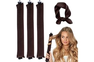 MPXEAVG 3 Pcs Heatless Hair Curlers, Boucles Sans Chaleur, Boudin Cheveux Boucle Sans Chaleur, Boucles de Nuit avec Crochets, Overnight Blowout, pour Divers Types de Cheveux, Cheveux Longs et Courts (Brun)