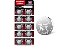 Warriors 10X Pilas CR2032 Pila 2032 3V Litio Botón, Embalaje a Prueba de niños, para Dispositivos Electrónicos, Llaves de Coche