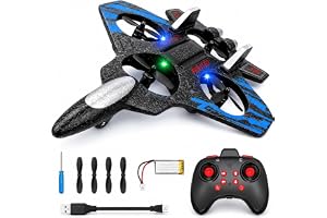 TOY GARDEN RC Aeroplane 2.4GHz Remote Control Fighter Plane – Quadcopter Flying Toy with LED Lights, 360° Stunts, One-Touch Take Off/Landing, USB Rechargeable for Kids 6+ Beginners & Adults