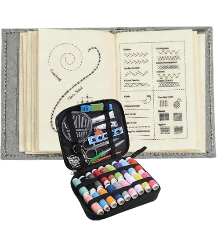 Livre D'apprentissage Des Points De Broderie DIY Yistoi + Kit De Couture - Pour Débutants Et Confirmés (14x10cm)