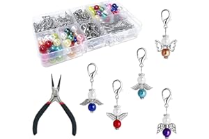LUBOXIN Guardian Angel Keyring Making Kit 50 Pcs Pearl Angel DIY Lucky Angel Keyring Make Your Own Guardian Angel Keychain for DIY Wedding Favours Baby Shower Favours Crafts