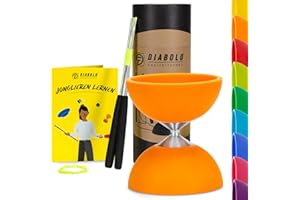 Diabolo Freizeitsport Jonglier-Set Basic (orange) - Diabolo mit Aluminium-Handsticks, Ersatzschnur, Anleitung. Perfekt für Kinder, Einsteiger & Anfänger