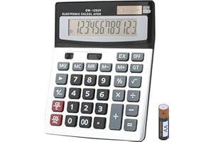 Bimormat Calculator Large Buttons Business Standard Calculator Dual Power (Solar and Battery) Desktop Calculator for Office, Home, School (Silver)