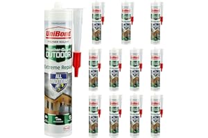 TMPPRO UniBond Extreme Repair Outdoor-Dichtstoff – Transparent, Kartusche - FLEXTEC Technology - Wetterfester Dichtmittel, Greifer und Füller für Rahmen, Dach, Dachrinnen, PVC, Außenverkleidung 12 x 294g