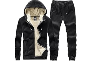 amropi Survêtement Homme Ensemble doublée de Fourrure Manteau Sweat à Capuche Jogging Tenue de Sport