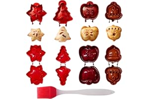 Kenmohuo 4Pcs Christmas Mini Pie Mould Set - One-Press Hand Pie and Cookie Maker for Baking with 4 Shapes (Snowflake, Christmas Tree, Apple, Acorn) forHoliday Home Baking Parties