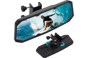 HEMORE Boat Rear View Mirror, 11x4.2in Universal Boat Mirror Rear View Replacement, Boat Mirror for Ski Boat Pontoon Boat Water Skiing Watercraft Surfing