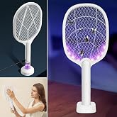 BUFFER&reg; Rechargeable Fly Killer Desktop with Stand, Purple Light Fly Repellent Racket 5w