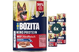 Bozita Dog Paté nötkött 6 × 400 g – kornfritt enkelt protein våtfoder för hundar med postbiotika – fullvärdigt recept i safti