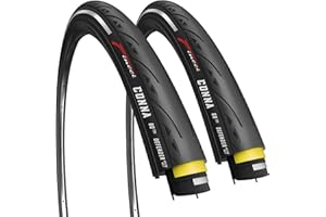 Fincci Pneus Vélo Route 700c x 25c - Paire Pliable Slick Tire 25-622 avec Protection Anti-Crevaison 1mm pour Home Trainer, Adulte & Route & Course Vélo, Tournée Bicyclette - 60 TPI - Un Paquet de 2