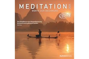 Alpha Edition - Calendario de meditación 2025, 30 x 30 cm, calendario de pared con espacio para notas y citas, póster con motivos motivacionales, fechas de vacaciones DE/AT/CH: palabras de