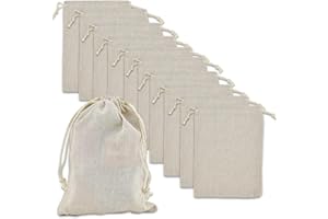 SLTAXAR 10 Stück Baumwollsäckchen 15x20cm Säckchen Baumwolle zum Befüllen Baumwolltasche mit Kordelzug Stoffsäckchen mit Zugband Jutesäckchen Stoffbeutel Groß Baumwolltasche für Weihnachten Geschenk