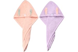 VARHHUXHA 2 STK Mikrofaser Haarturban, Haare Schnelltrocknendes Handtuch, Haare Turban Handtuch, Schnell Trocknender Handtuch absorbierender mit Knopf für Damen, Kinder, Langes Lockiges Haar