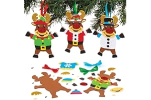 Baker Ross Kits de décorations Renne à Pull de Noël (Paquet de 6) - Loisirs créatifs de Noël pour Enfants