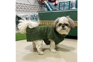 Lulala Dog Sweater, Small Dog Autumn Sweater for Dogs Girls Boys, Classic Turtleneck Knitwear Dog Clothes for Cold Weather, Cable Knit Dog Outfits, Coat, Pet Apparel (Green, 10 Inch)