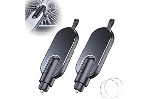 WTZWYFWJ 2 Pezzi Rompivetro Auto E Taglia Cintura, 2 in 1 Taglierina per Cintura di Sicurezza E Rompivetro, Martello di Emergenza per Auto, Accessori Auto per Automobili Autobus E Altri Veicoli-Nero
