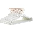Amazon Basics Slim Velvet Non-Slip Suit Hangers, 50-Pack, Ivory/Rose Gold
