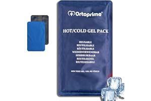 OrtoPrime Poche de Glace en Gel pour Chaud et Froid avec Housse de Protection Pack de 2 - Sac de Gel Réutilisable, Adapté pour Congélateur et Micro-ondes, 26x15cm, pour Toutes les Parties du Corps
