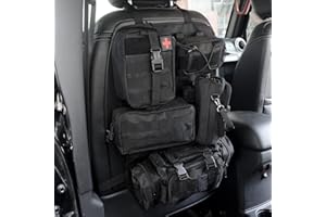EOIS Universeller Taktischer Fahrzeug Rückenlehnen Organizer mit 5 abnehmbaren Molle-Taschen, medizinischer Tasche, Wasserflaschentasche, 3 Verwaltungstaschen in verschiedenen Größen