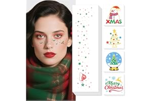 Acevegue Decoración navideña de pecas para adultos, 40 hojas, cara brillante, pecas, tatuaje de Navidad, tatuaje para niños, tatuaje facial, festivales, atuendo, accesorios, mujer, regalos de Navidad