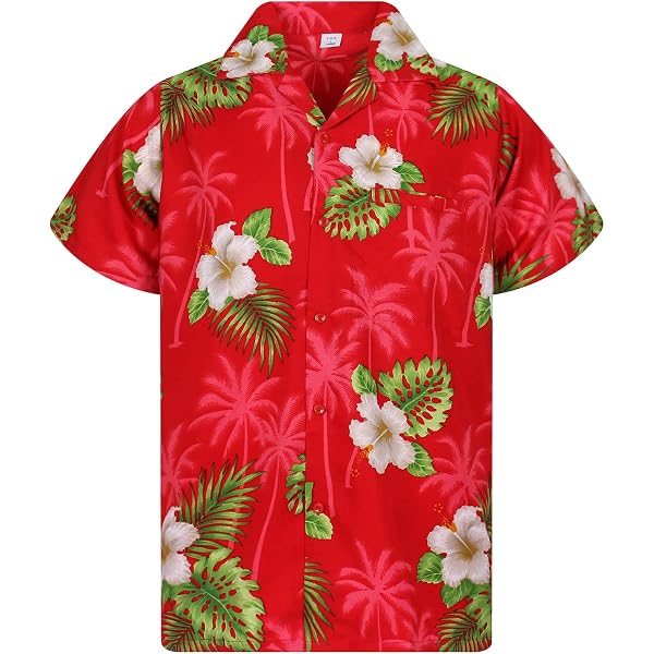 V.H.O. Funky Hawaiian Shirt, Big Flower, Blu Brillante, XS