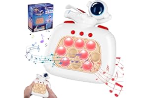 WEIGUDOC Quick Push Game, Push It Pop Fidget Game, Squeeze Toys, Whack-a-mole, Juguetes De Desarrollo Temprano, Busy Board Montessori Toys, Stress Relief Breakout Puzzle, Electronic Whack-a-mole Game(White)