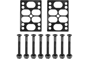 PATIKIL Set de Tornillos y Pads Elevadores para Skateboard, 2 Paquetes de Pads de Cuña de 12mm para Absorber Impactos con 8 Tornillos y Tuercas de 1.75" para Cruiser, Negro