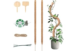 HULAGU 2 Stück 120 cm Moosstab für Monstera Rankhilfe, Pflanzstab Pflanze Rankhilfen Zimmerpflanzen, Biegbar Pflanzenstab, Pflanzstäbe Kokos Pflanzenstütze für Monstera