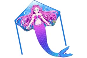 HONBO Large Mermaid Kite for Kids & Adults - Easy to Fly Delta Kite for Beginners, Girls & Boys - Pegasus and Octopus Designs