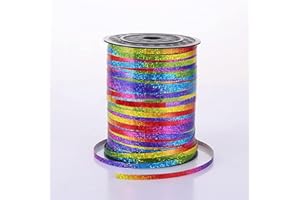 Chexin 500M Geschenkband in Glänzendes Regenbogen,Ringelband, Ballonband, Polyband Deko Band für Geschenkverpackung Ballonverschlüsse Geburtstag Hochzeits Weihnachten Basteln Floristen Party Deko