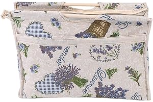 Wendry Organisateur de Tricot,Peut être Facilement plié,Stockage Organisateur Fil à Tricoter Couture Outils pour 1 pc Exquis Pratique poignée en Bois Tissu Sac de Stockage(Fleur Mauve)