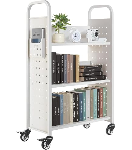 D.S.Exthefic Rollbarer Aktenwagen Mit 5 Ebenen – Mobiles Bücherregal Aus Metall & Holz