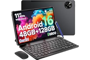 POPUX P11 Tablet Android 16, Tablet 11 Pulgadas con 48GB RAM+128GB ROM/TF 2TB, T7250 Tablets Android con 90Hz Display, 8800mAh, 13MP+5MP, Gemini AI, Widevine L1, 5G WiFi, Teclado, Lapiz, Negro