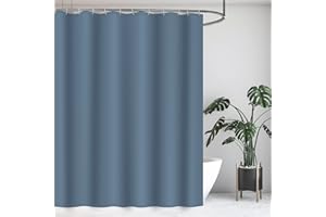 WELTRXE Zasłona prysznicowa, podstawowa zasłona prysznicowa o wadze, 180 x 180 cm, tekstylna tkanina poliestrowa, odporna na pleśń, wodoszczelna, nadaje się do prania, niebieska