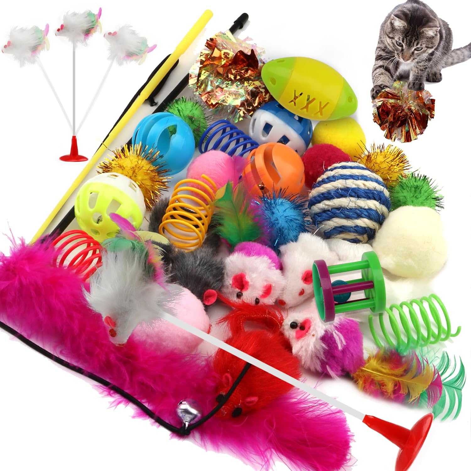 Bilan des Avis Consommateurs Vérifiés sur QUOZUO Lot de 32 Jouets Variés pour Chat - Ba