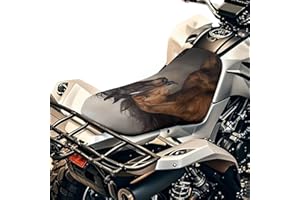 Wanyint Waterproof ATV Seat Cover 25.2x10 Inch, Universal 4 Wheeler Seat Cover Stretch Fit for Honda/Yamaha/Polaris, Elastic Edge Mud/Snow Protector, Heavy Duty, Brown Black Horse